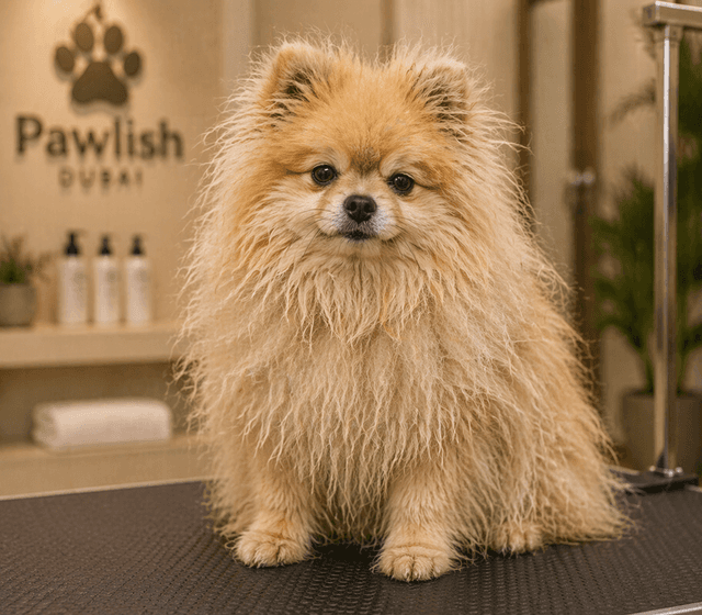 Pomeranian before grooming